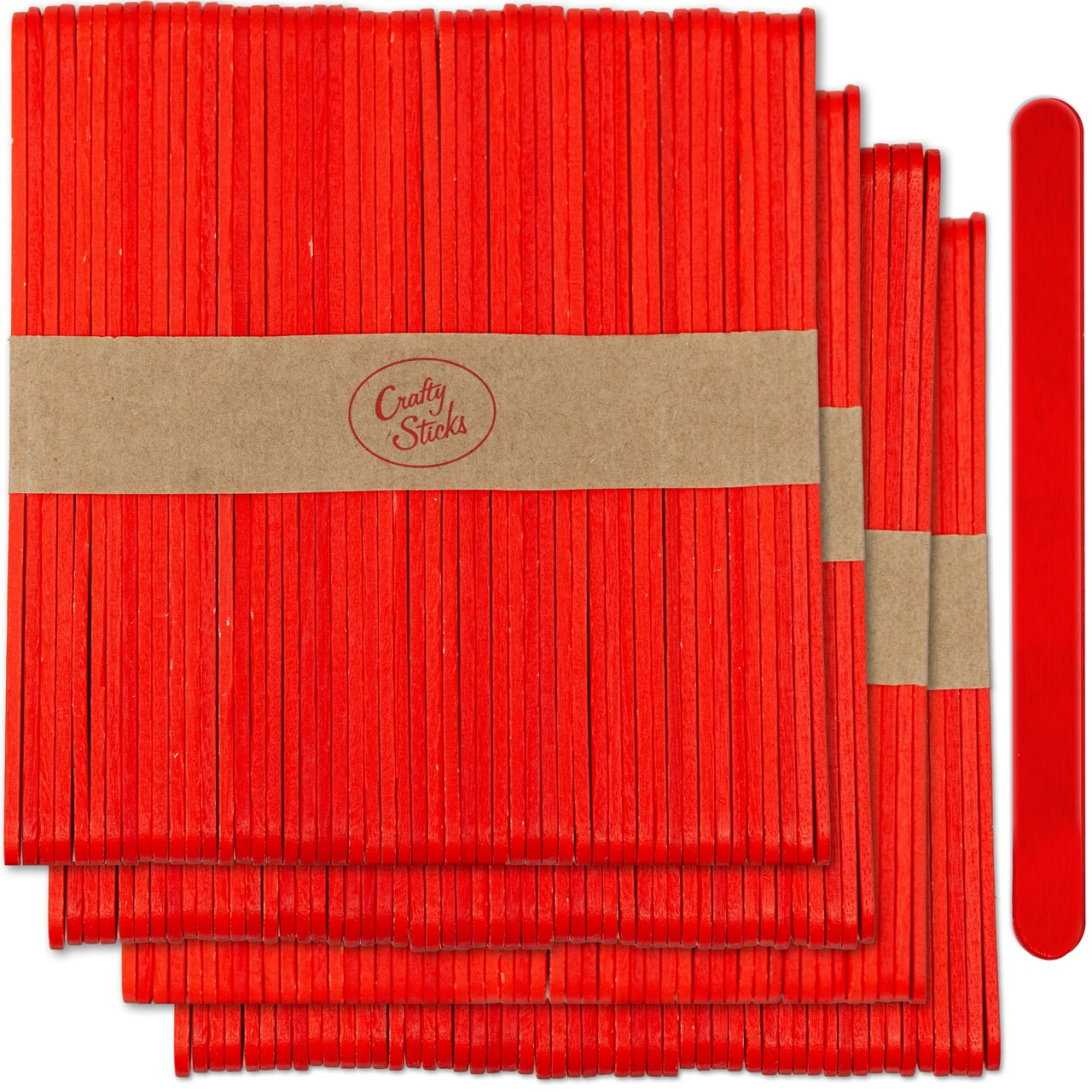 CraftySticks Colored Wood Craft Sticks 4.5 Inch, Red Orange Yellow Green Blue Purple White Black Pink Brown Popsicle Sticks